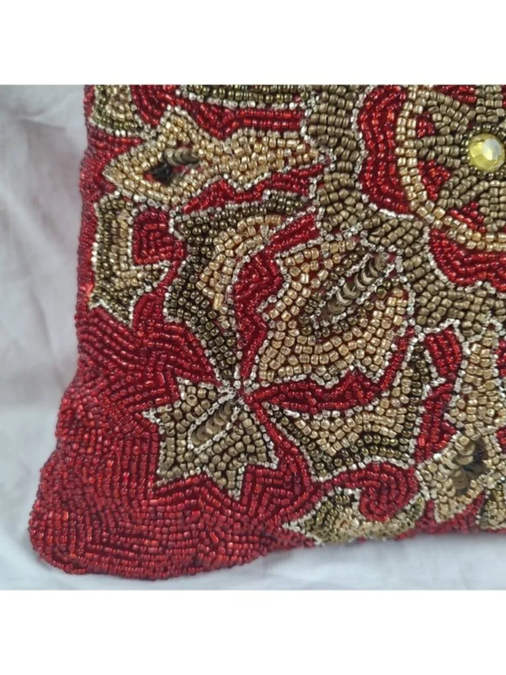 Pier 1 Imports Red Gold Beaded 12